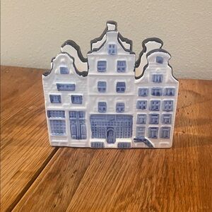 Hand-Painted Delft Blue Ceramic Napkin / Letter Holder